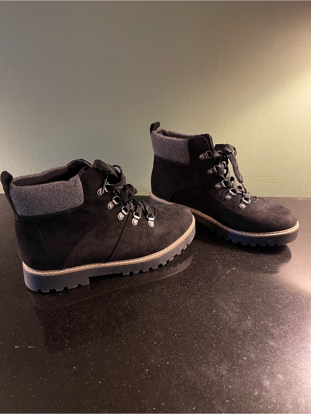 St. John's Bay Black Lace-Up Suede Ankle Boots